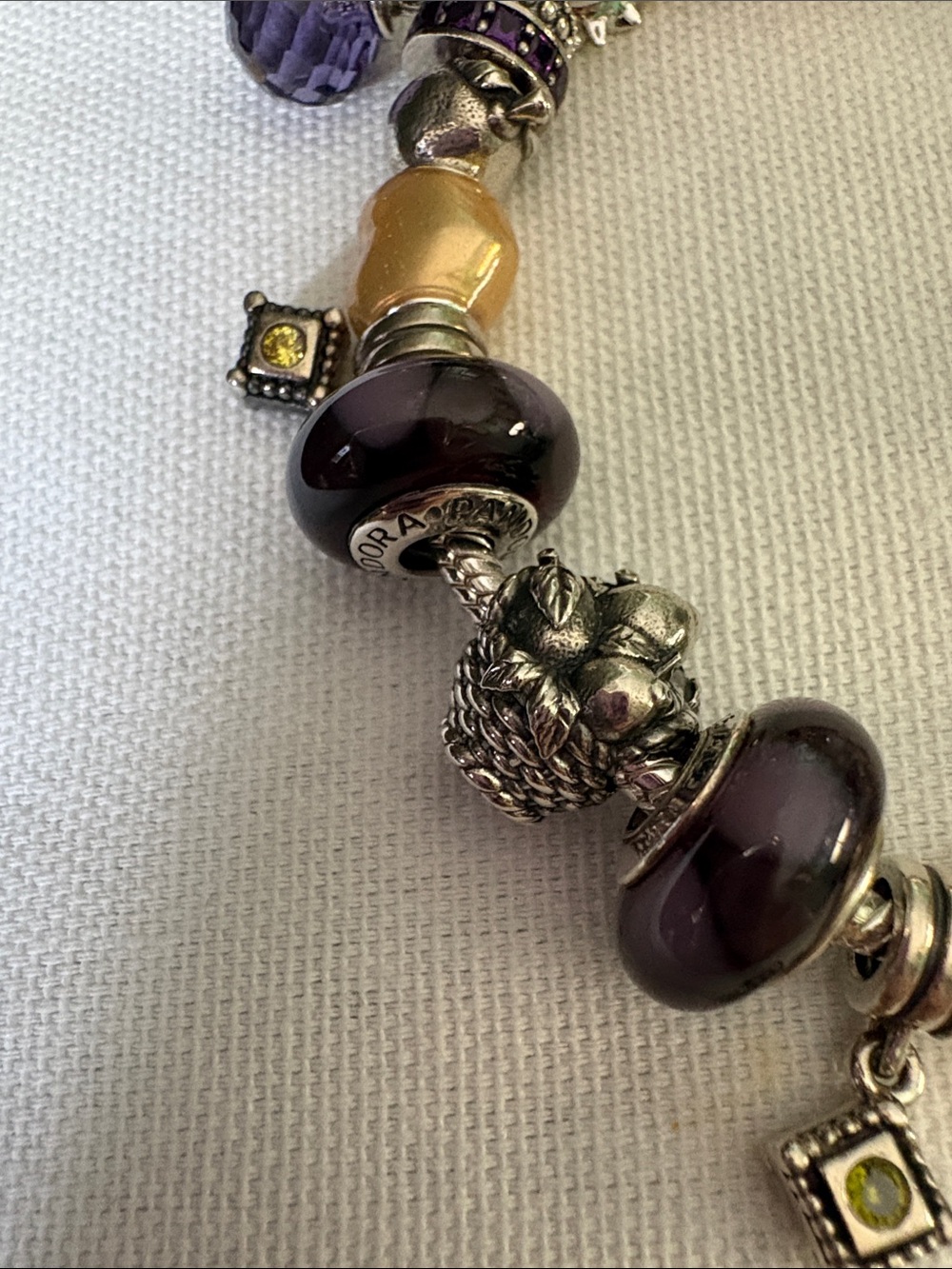 Pandora bracelet lemon/yellow/purple charms - Picture 4 of 5